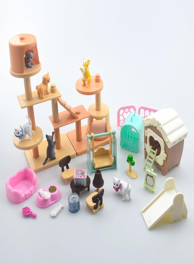 iselyn Pet Pretend Play Toys, 48Pcs Cat Figures Toys for Kids Realistic Detailed Cat Care Center with Accessories Toy Sets Educational Gifts for Kids Toddlers Girls Boys - Image 5